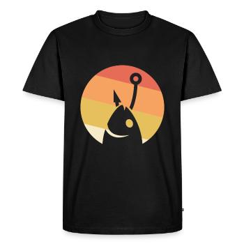 Vintage fish on the hook - Men's Premium Organic T-Shirt - black - Front - Nico (187cm)