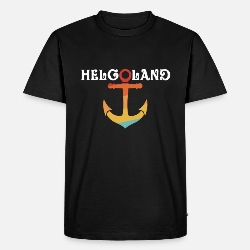 Helgoland mit Anker - Männer Premium Bio T-Shirt - Schwarz