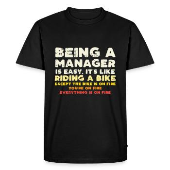 Manager saying Funny - Men's Premium Organic T-Shirt - black - Front - Nico (187cm)