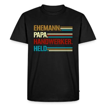 Ehemann Papa Handwerker Held - Männer Premium Bio T-Shirt - Schwarz - Vorne - Nico (187cm)