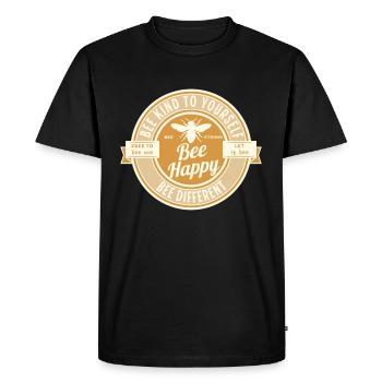 Abeille heureuse - Abeille gentille avec vous-même - Abeille forte - T-shirt Premium bio Homme - noir - Devant - Nico (187cm)