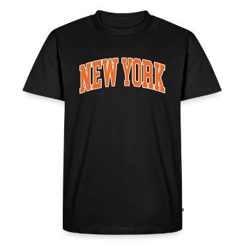 New York orange blanc - T-shirt Premium bio Homme - noir - Devant - Nico (187cm)