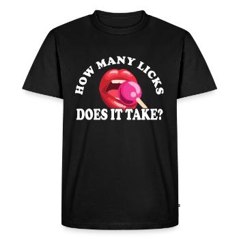 Blague d’adulte Combien de coups de langue faut-il rétro - T-shirt Premium bio Homme - noir - Devant - Nico (187cm)