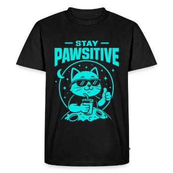 Chat relaxant avec lunettes de soleil et boisson - T-shirt Premium bio Homme - noir - Devant - Nico (187cm)
