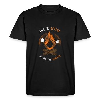 Camp Campfire - Men's Premium Organic T-Shirt - black - Front - Nico (187cm)