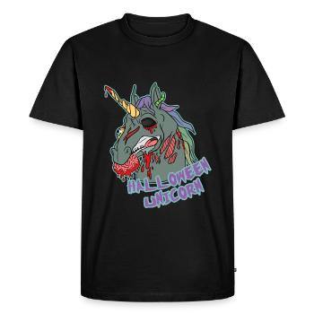 Halloween Unicorn Creepy Halloween Party Shirt - Men's Premium Organic T-Shirt - black - Front - Nico (187cm)