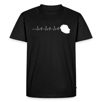 Hearbeat Ile de la Réunion Cadeau Original - T-shirt Premium bio Homme - noir - Devant - Nico (187cm)