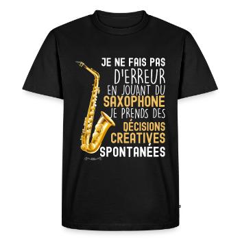 Saxophone humour drole - T-shirt Premium bio Homme - noir - Devant - Nico (187cm)