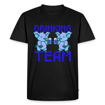 Cochon buvant de la bière en équipe - T-shirt Premium bio Homme - noir - Devant - Nico (187cm)