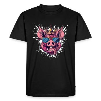 Cochon Anniversaire Drôle Fête - T-shirt Premium bio Homme - noir - Devant - Nico (187cm)