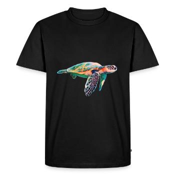 Tortue de mer - T-shirt Premium bio Homme - noir - Devant - Nico (187cm)