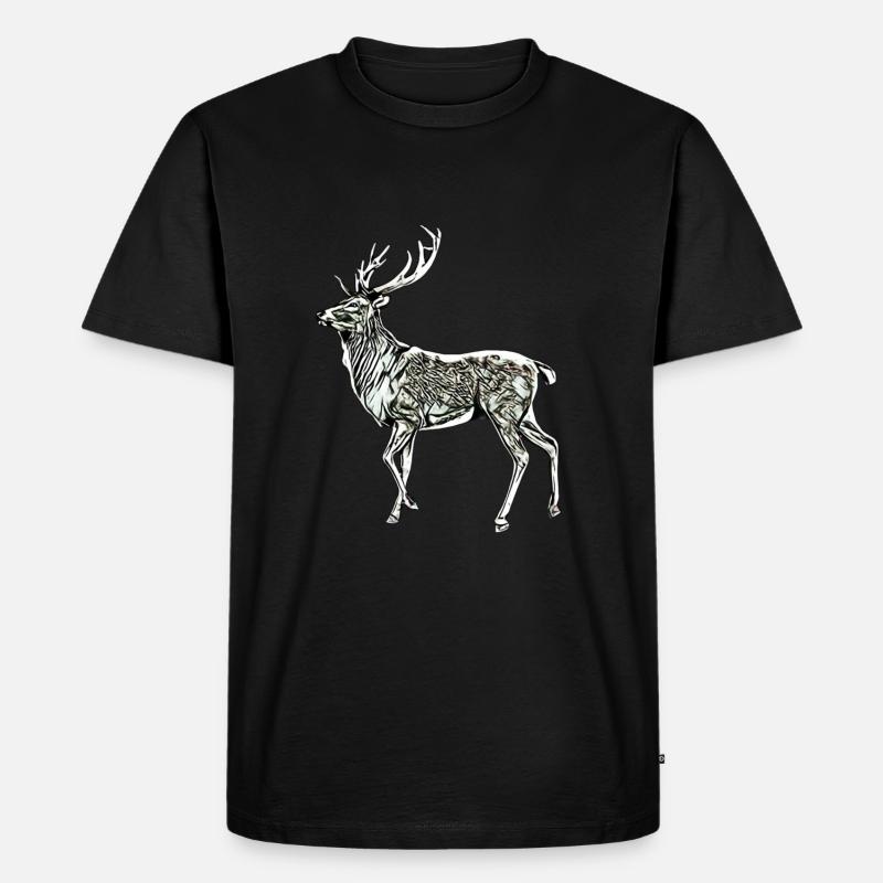 Hirsch - Männer Premium Bio T-Shirt - Schwarz