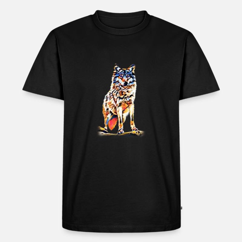wolf - Ekologisk premium-T-shirt herr - svart