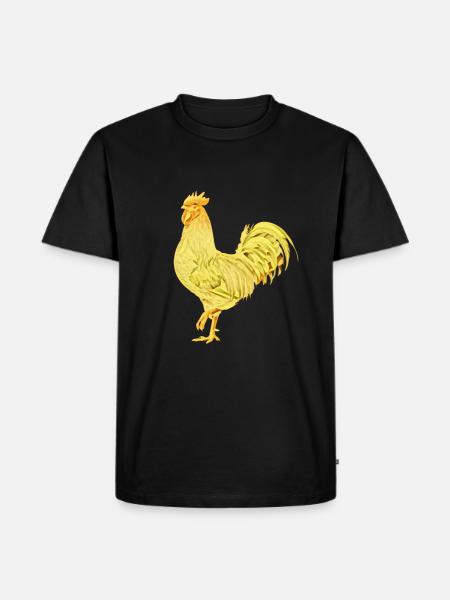 Hahn - Männer Premium Bio T-Shirt - Schwarz