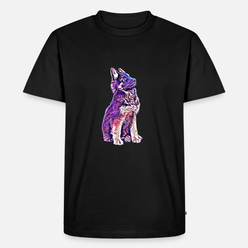 Schäferhund Welpe - Männer Premium Bio T-Shirt - Schwarz