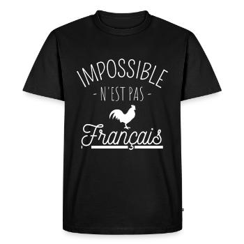 T shirt humour impossible n' est pas français - T-shirt Premium bio Homme - noir - Devant - Nico (187cm)