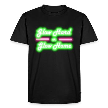 Glow Hard or Glow Home 80's Party - Männer Premium Bio T-Shirt - Schwarz - Vorne - Nico (187cm)