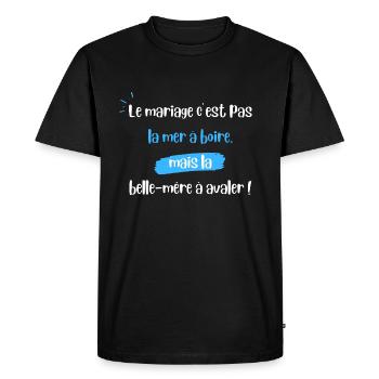 Belle-mère citation humoristique - T-shirt Premium bio Homme - noir - Devant - Nico (187cm)