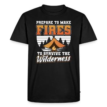 Fire Nature Survivalist - Men's Premium Organic T-Shirt - black - Front - Nico (187cm)
