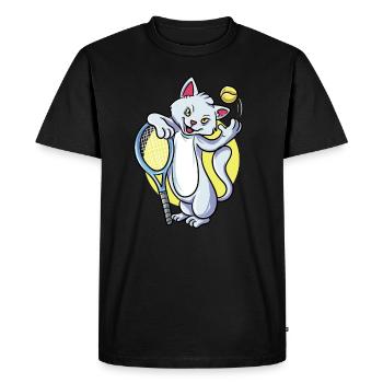 Chat de tennis - T-shirt Premium bio Homme - noir - Devant - Nico (187cm)
