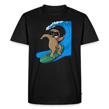 Sloth Surfer Surfboard Surfboard - Men's Premium Organic T-Shirt - black - Front - Nico (187cm)