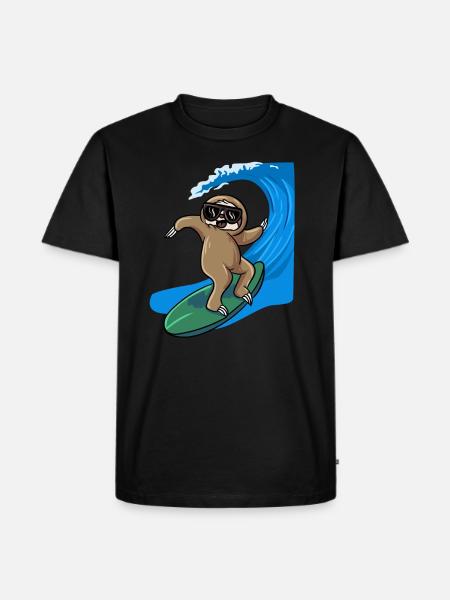 Sloth Surfer Surfboard Surfboard - Men's Premium Organic T-Shirt - black