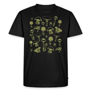 Green Magic Mushrooms & Frogs - Men's Premium Organic T-Shirt - black - Front - Nico (187cm)