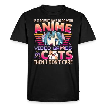 Drôle de jeux vidéo gamer anime chats maman - T-shirt Premium bio Homme - noir - Devant - Nico (187cm)