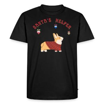 Corgi dog Santa's helper - Men's Premium Organic T-Shirt - black - Front - Nico (187cm)