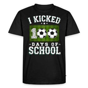 I Kicked 100 Days Of School Soccer 100th Day Boys - Men's Premium Organic T-Shirt - black - Front - Nico (187cm)