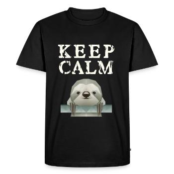 Gardez le calme fainéantise - T-shirt Premium bio Homme - noir - Devant - Nico (187cm)