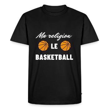 Ma religion : le Basketball - T-shirt Premium bio Homme - noir - Devant - Nico (187cm)