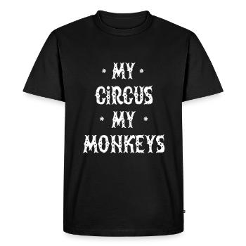 Mon cirque Mes singes - Mama Papa Family Circus - T-shirt Premium bio Homme - noir - Devant - Nico (187cm)