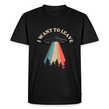 I want to leave / Alien Ufo Shirt - Men's Premium Organic T-Shirt - black - Front - Nico (187cm)