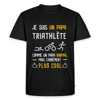 je suis un papa triathlète cadeau père triathlon - T-shirt Premium bio Homme - noir - Devant - Nico (187cm)