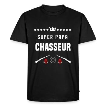 super papa chasseur sanglier fête des pères chasse - T-shirt Premium bio Homme - noir - Devant - Nico (187cm)
