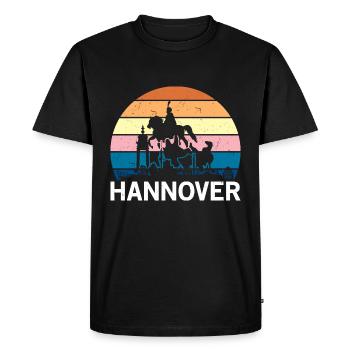 Hanovre Ville Retro - T-shirt Premium bio Homme - noir - Devant - Nico (187cm)