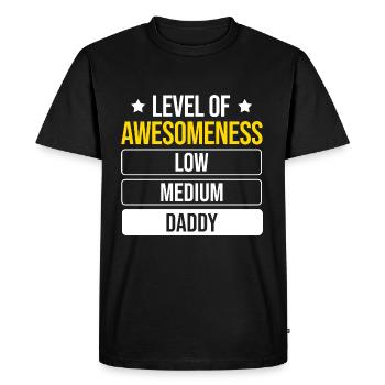 Père Niveau de Génialité Papa Papa - T-shirt Premium bio Homme - noir - Devant - Nico (187cm)