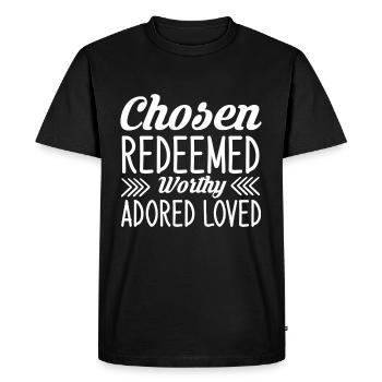 Chosen Redeemed Worthy Adored Loved - Men's Premium Organic T-Shirt - black - Front - Nico (187cm)
