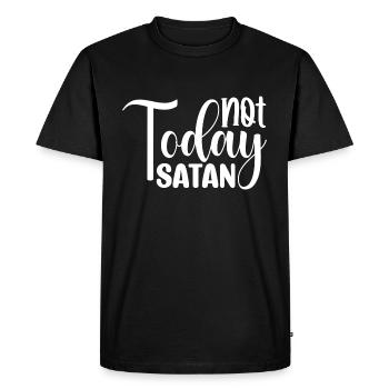 Pas aujourd’hui Satan - T-shirt Premium bio Homme - noir - Devant - Nico (187cm)