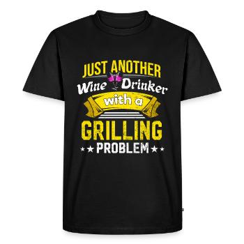 Buveur de vin avec problème de barbecue Amateur de vin Drôle - T-shirt Premium bio Homme - noir - Devant - Nico (187cm)
