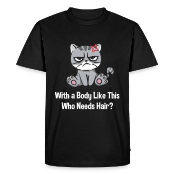 Avec ce corps, les cheveux drôle de coureur chauve humour - T-shirt Premium bio Homme - noir - Devant - Nico (187cm)