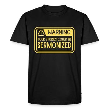 Pasteur avertissant vos histoires Sermon - T-shirt Premium bio Homme - noir - Devant - Nico (187cm)