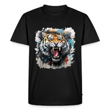 Tiger Design Tiger Head - Men's Premium Organic T-Shirt - black - Front - Nico (187cm)