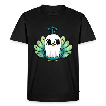 Peacock Bird Halloween Funny Ghost - Men's Premium Organic T-Shirt - black - Front - Nico (187cm)
