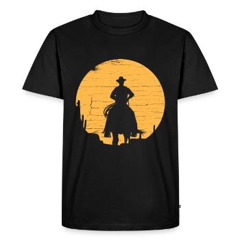 Country Western Wild West Cowboy - Men's Premium Organic T-Shirt - black - Front - Nico (187cm)