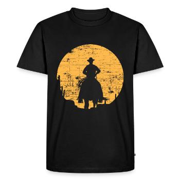 Cowboy - Männer Premium Bio T-Shirt - Schwarz - Vorne - Nico (187cm)