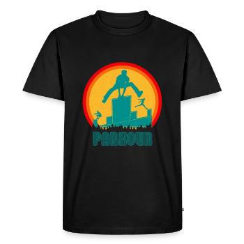 Parkour Sport Freerunning Retro Vintage - T-shirt Premium bio Homme - noir - Devant - Nico (187cm)