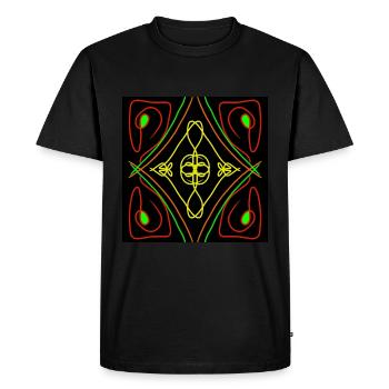 Figure abstraite, symétrique et colorée - T-shirt Premium bio Homme - noir - Devant - Nico (187cm)