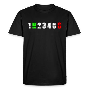 1N23456 Vitesse moto One Down Five Up - T-shirt Premium bio Homme - noir - Devant - Nico (187cm)